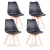 Set of 4 Modern Dining Chair Inspired Solid Wood Plastic Padded Seat with Cushion Retro Style Kitchen Chair for Dining Room 10