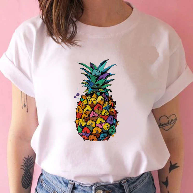 2020 Fashion Women Harajuku Cartoon pineapple Printed T Shirt Casual Short Sleeve Women's T-shirt Soft Female T shirt