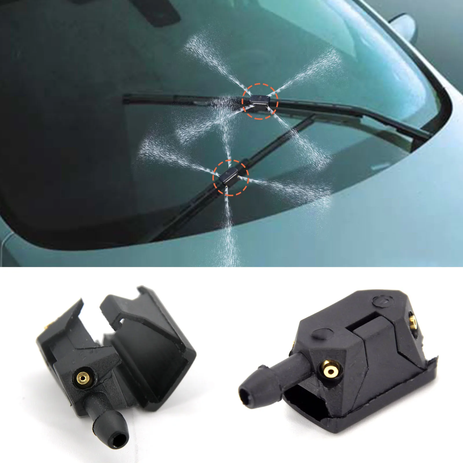 2pcs Glass Washer Nozzles Universal Car Windscreen Fan Nozzles Jet