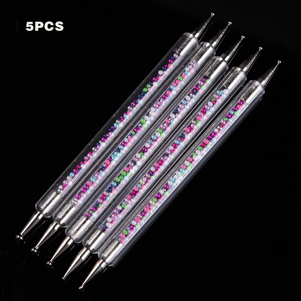 Newly 5 Pcs/Set 2 Way Nail Art Dotting Pen Acrylic Handle Tips Dot Painting Pencil Manicure Tools Kit CTN88
