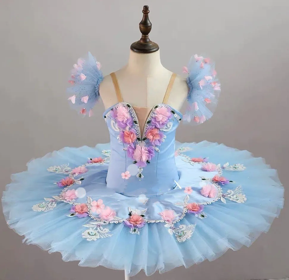 

Blue Flowers Ballet Tutus For Adults Kid Girls Ballet Tutu Ballerina Dress Classical Pancake Tutu Dancing Costume Dress