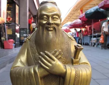 

Chinese Confucianism Philosopher Brass Copper Confucius Kong Zi Kongzi Sculpture