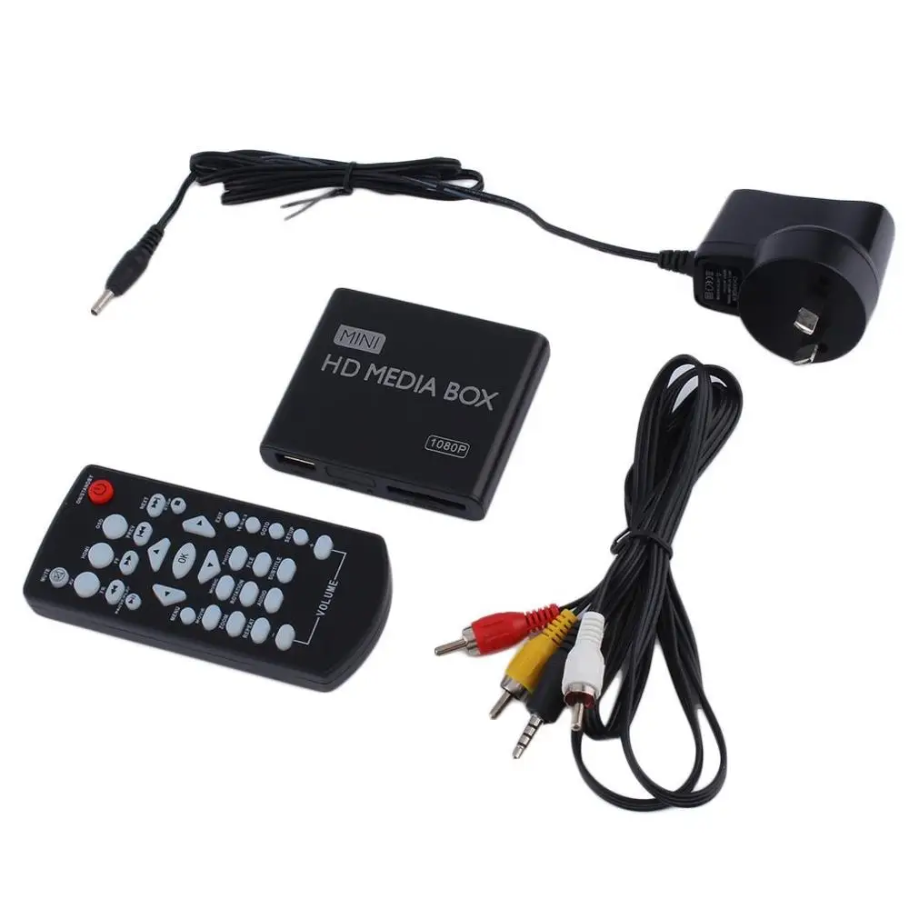  Mini 1080p HD reproductor de medios de MPEG/MKV/H.264 HDMI USB AV + control remoto soporte MKV/RM-S