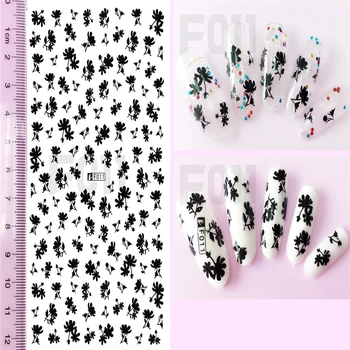 

1pcs Black Nail Stickers Slider Flower Lotus Butterfly cat DIY Floral Designs Water Tattoo for Wraps Decals Manicure Set