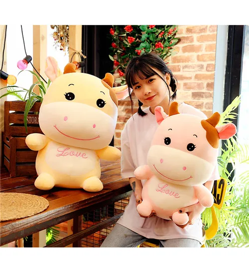 Fancytrader 24'' Lovely Plush Soft Stuffed Giant Animal Milk Cow Toy Big Plush Cow Doll Nice Gift For Kids 60cm 2 Colors (14)