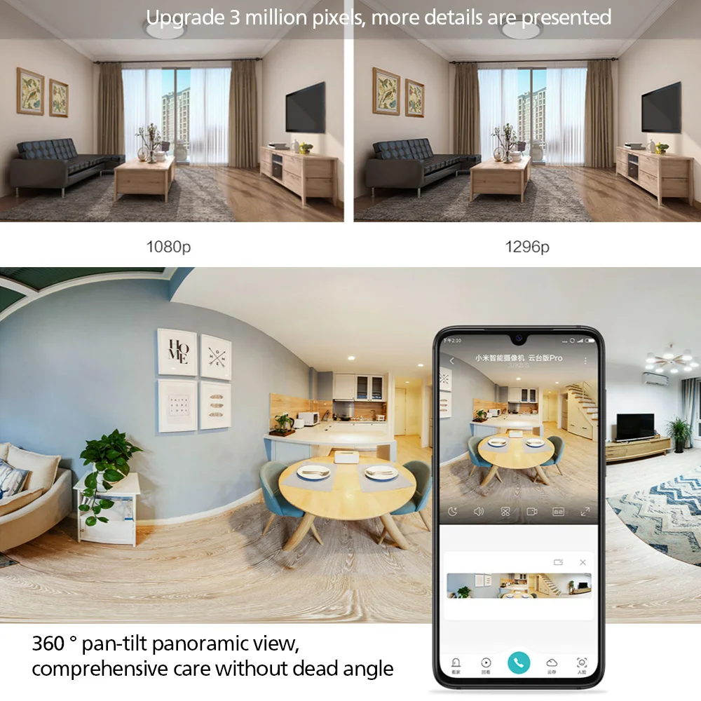 2020New Xiaomi Mijia 2K 3 PTZ Pro мегапикселей 360 панорамная bluetooth умная IP камера с ИИ