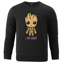 Осень-зима, толстовки с принтом Мстителей, я Грут, Мужской Повседневный пуловер, мужская спортивная одежда, толстовки, флисовая мужская Толстовка