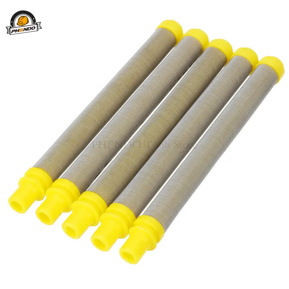 5pcs 100 Mesh Airless Spray Gun Filter  YELLOW Gun filter, mesh 100, insert type,  304 Stainless steel Material  filters 100pcs stainless steel gold screens hookah water pipe tobacco silver filters 20mm bottom of smoking pipe metal combustion mesh