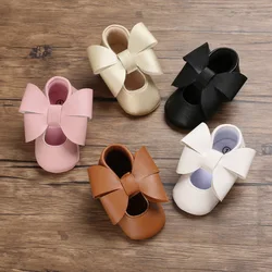 Grande bowknot sapatos da menina do bebê infantil da criança antiderrapante plana macio sola primeiros caminhantes anti deslizamento do plutônio recém nascido sapatos da menina do bebê