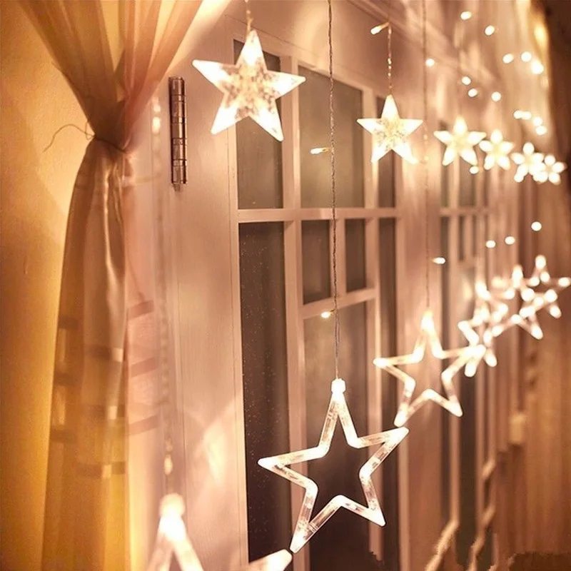 Christmas LED Lights Decoration Home Garland LED Curtain String Lighting Garland String Fairy Lights 3M AC 220V Star Curtain