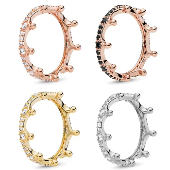 

BAOPON Fashion Rose Gold Silver Color Fine Rings Noble Crown Finger Rings for Women Wife Wedding Engagement Jewelry 2019 New