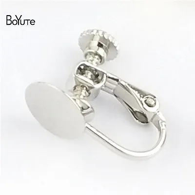 BoYuTe Diy серьги ювелирные аксессуары 5 цветов 14*17 мм металлическое Латунное непроколотое Ухо Зажимы с 8 мм база - Окраска металла: White K Plated