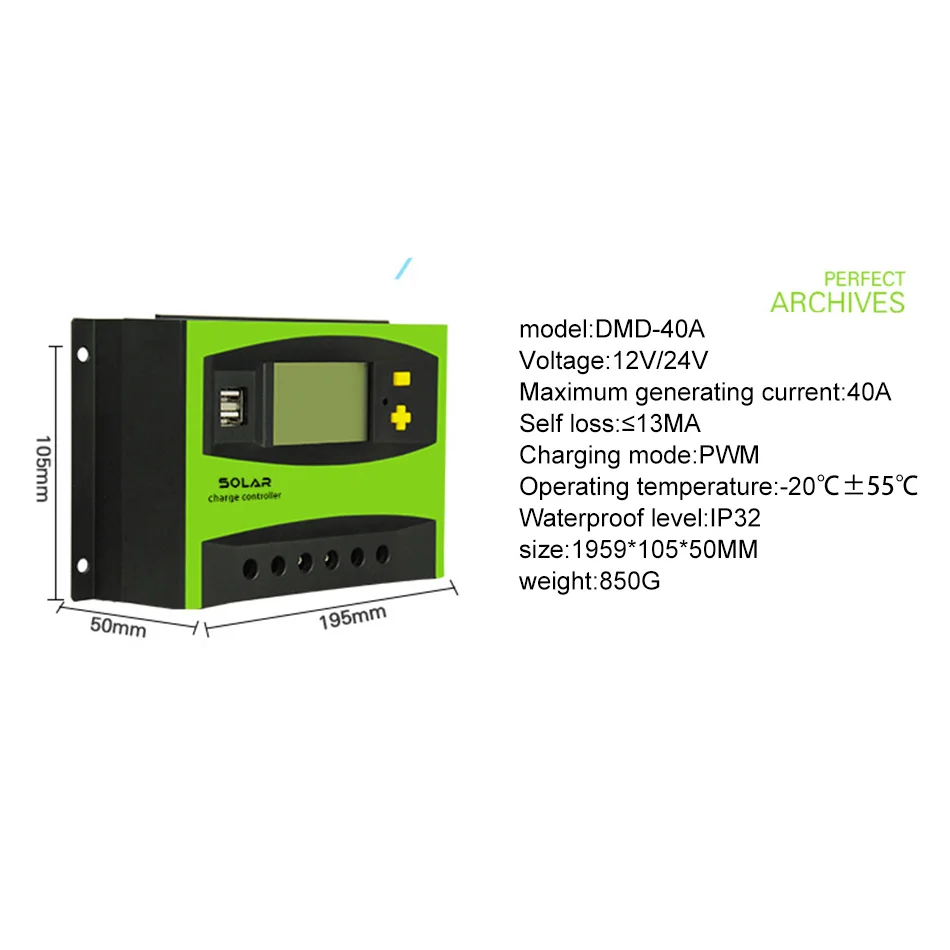 PWM-40a Солнечный контроллер 40a 12V24V Интеллектуальный светодиодный солнечный уличный свет