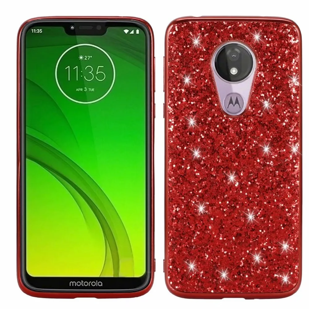 Чехол сверкающий с блестками для Motorola Moto G7 power Роскошная блестящая пудра с блестками Защитные чехлы для Moto G7 Play Cover