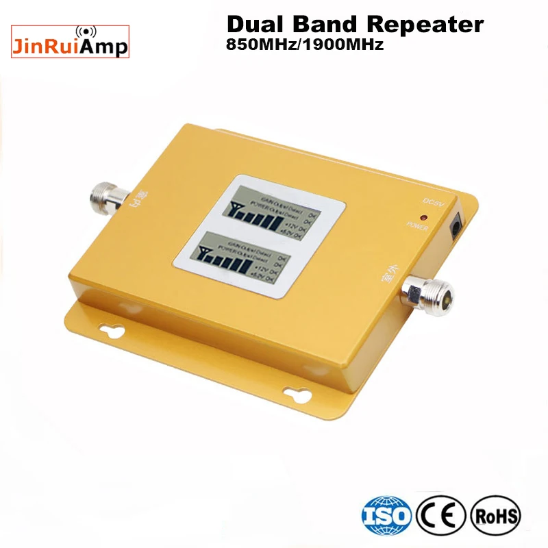 С ЖК-дисплеем 70dB усиления GSM 850 1900 мобильный телефон усилитель сигнала, повторитель sinal CDMA 850 шт. 1900 Dual Band ретранслятор для Бразилии