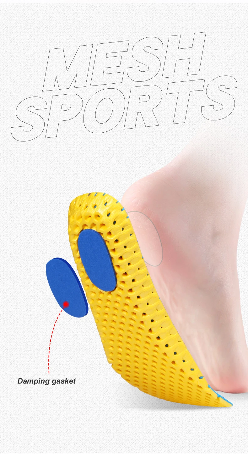 Semelles orthopédiques en mousse à mémoire de forme pour hommes et femmes, coussin de course respirant, de Sport, de soins des pieds