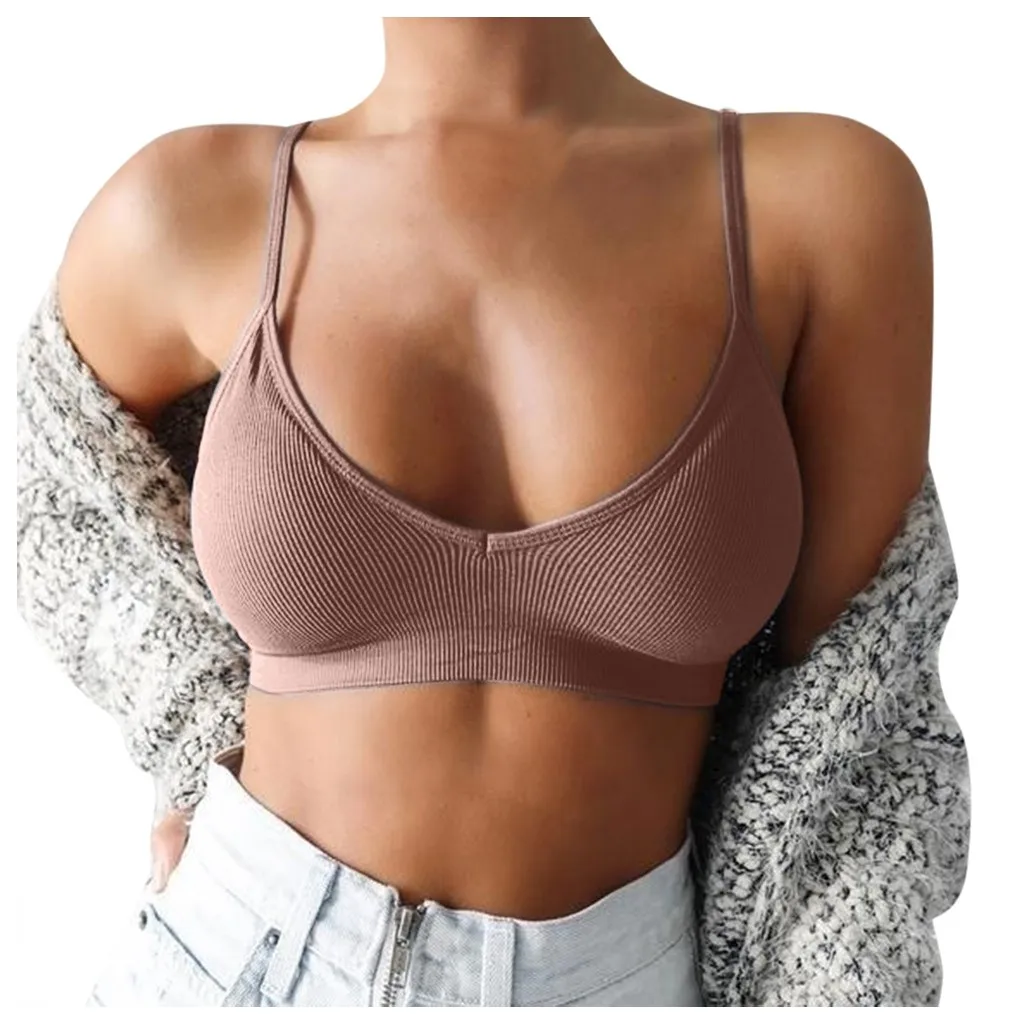 Brown Sexy Ladies Crop Top Casual Tank Top Sleeveless Sports Tight Fitting Tops Knitting Tops Women Cropped Clothes haut femme - Цвет: Brown