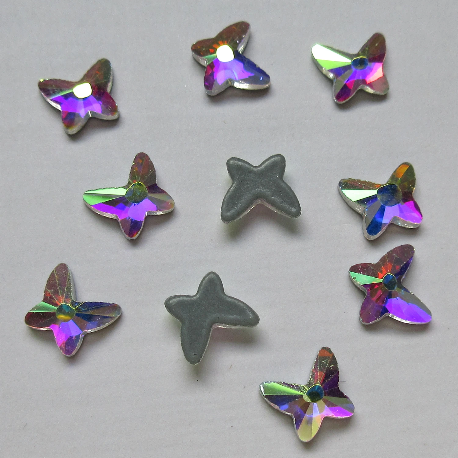 

8mm Butterfly Crystal AB Flat Back Hotfix Rhinestones Iron On Flatback Crystals Stones For Clothes Decorations