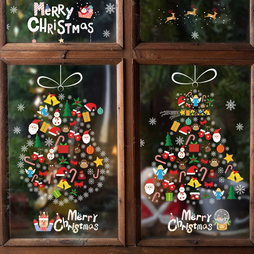 Christmas Tree Xmas Removable Waterproof Stickers Art Decal For Wall Home Shop Dorm Store Windows Decor Sticker | Дом и сад