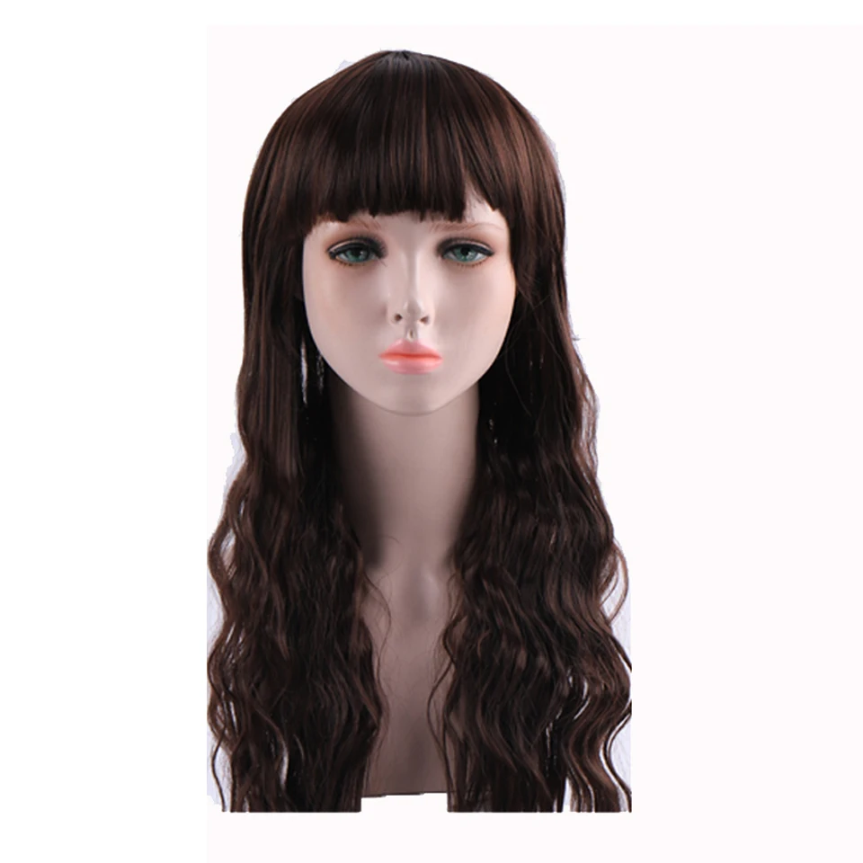 

Allaosify Synthetic Wigs with Bangs Pure Blonde Black Brown Red Natural Wave Wig for Women 613 Color Hair Wigs for Black Women