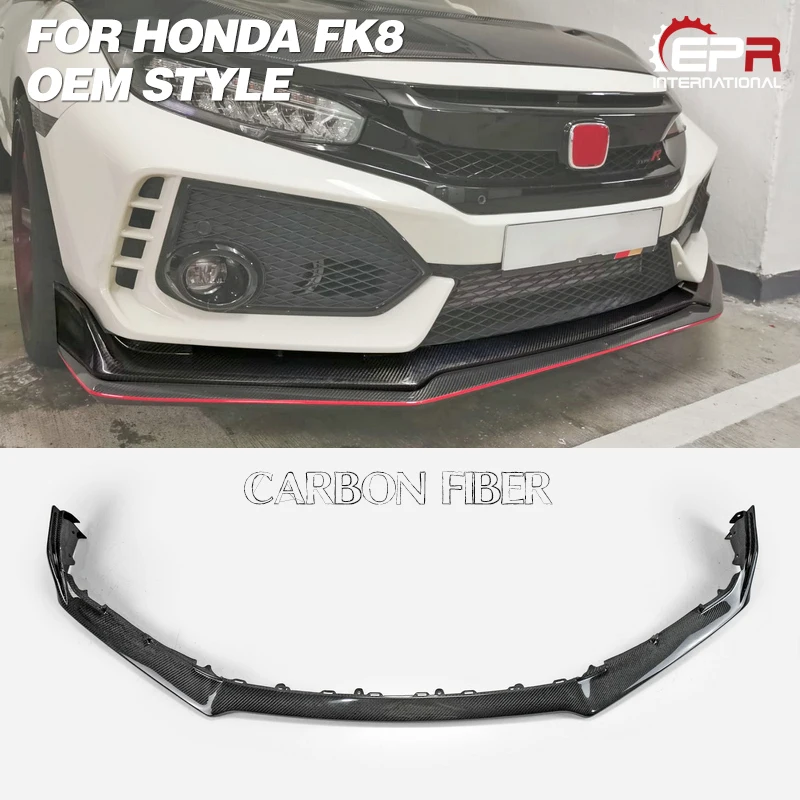 Для Honda НА Civic type R FK8 5 дверной люк OEM стиль углеродного волокна передний блеск для губ отделка бампера сплиттер Fibre набор спойлеров