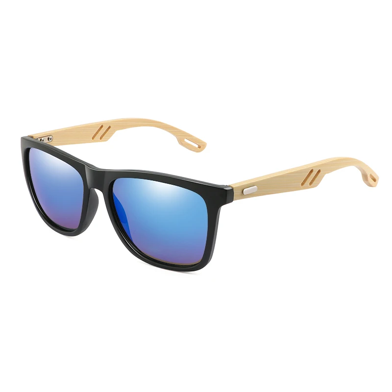 MVBBFJR, модные мужские бамбуковые солнцезащитные очки, женские деревянные зеркальные очки, спортивные квадратные Ретро Винтажные Солнцезащитные очки, UV400, большая оправа - Цвет линз: C1