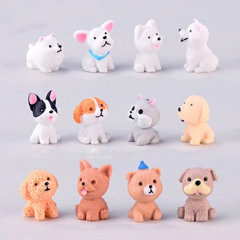 

12 Style Mini Cute Resin Dog Ornament Puppy Dolls Auto Interior Decor Micro Landscape Family Decoration Lovely Gifts
