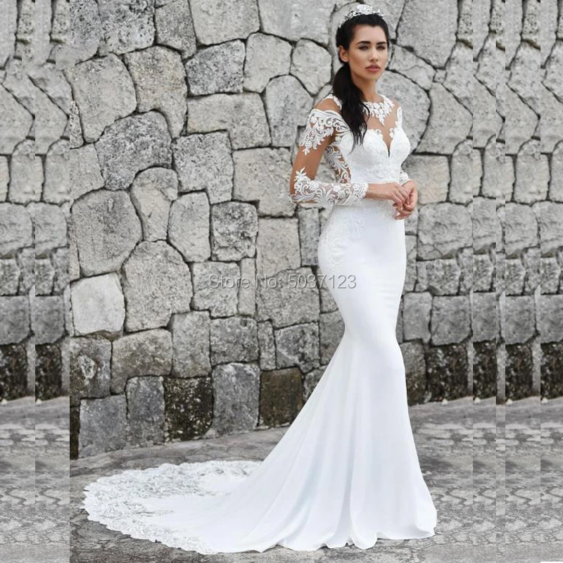 Best Price Kant Mermaid Wedding Jurken O Hals Lange Mouwen Wedding Bruidsjurken Illusion Knop Vestido De Noiva Hof Trein Best Price Kant Mermaid Wedding Jurken O Hals Lange Mouwen Wedding Bruidsjurken Illusion Knop Vestido De Noiva Hof Trein