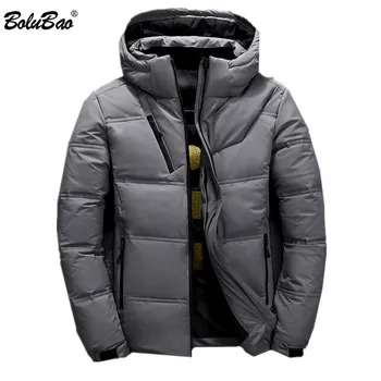 

BOLUBAO Winter New Men Down Jacket Men's Brand Hooded Solid Color Wild Down Coats Casual Warm White Duck Down Jacket Male