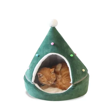 

Christmas Cat Bed House Hot Year Soft Warm Nest Bed Dog Cat Christmas Tree Shape Pet Cat House Home Hot YEAR Warm Sleeping Bed
