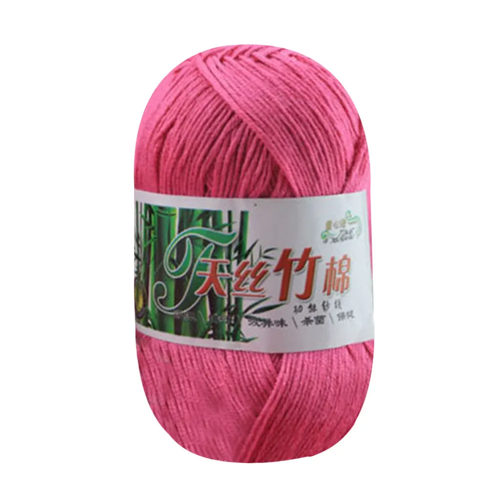 Ткачество шарф вязание перчатки камвольная пряжа теплый многоцветный DIY нить 50 г бамбуковый хлопок удобный мягкий - Цвет: 07 rose pink