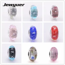 Разноцветные бусины из муранского стекла 925 пробы серебряные ювелирные изделия подходят подвески, браслеты, ожерелья DIY подарок для женщин Memnon BD084