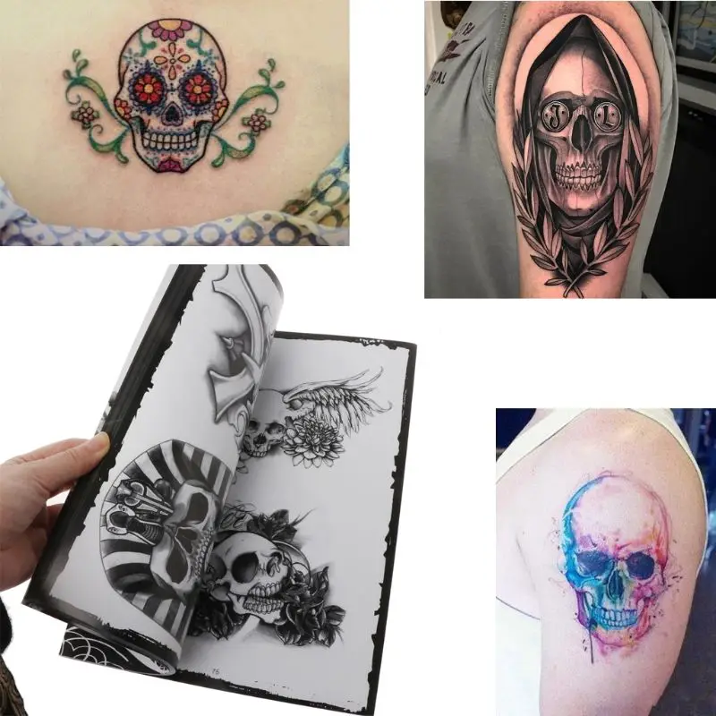 

76 Pages Selected Skull Design Sketch Flash Book Tattoo Art Supplies A4 New