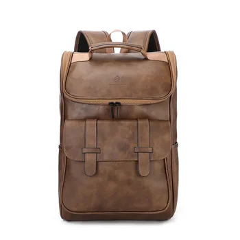 

Vintage Laptop Leather Backpacks Tooling Backpack man's Retro Backpacks man's PU Travel Student bagss
