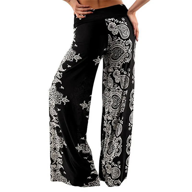 Pantalones Mujer Moda 2019 винтажные повседневные свободные тянущиеся широкие штаны с