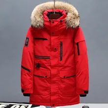 Высококачественная Мужская куртка на 90% белом утином пуху, зимняя ветрозащитная и Теплая мужская куртка с воротником из меха енота, мужские зимние парки