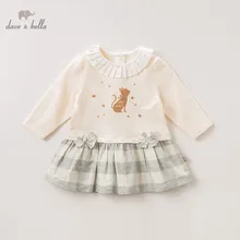 DBZ11677 dave bella/осеннее клетчатое платье принцессы с бантом для маленьких девочек детское модное праздничное платье детская одежда в стиле «лолита»