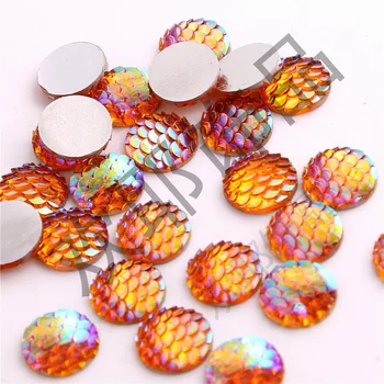 

by dhl 5000pcs Resin AB Fish Scale Flatback Rhinestone Round Cabochon Embellishment Scrapbooking