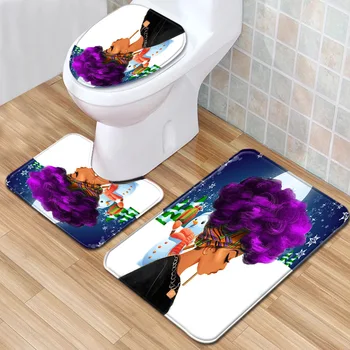

African Women's Bathroom Mat Three-Piece Bathroom Carpet Toilet Mat Set Door Mat Bathroom Non-Slip Mat Spot