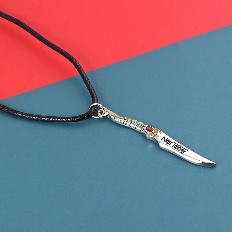

Game of thrones Rope Necklace Not today Arya Stark Alloy Pendant Necklace for Men Fashion Cool Accessories Jewelry