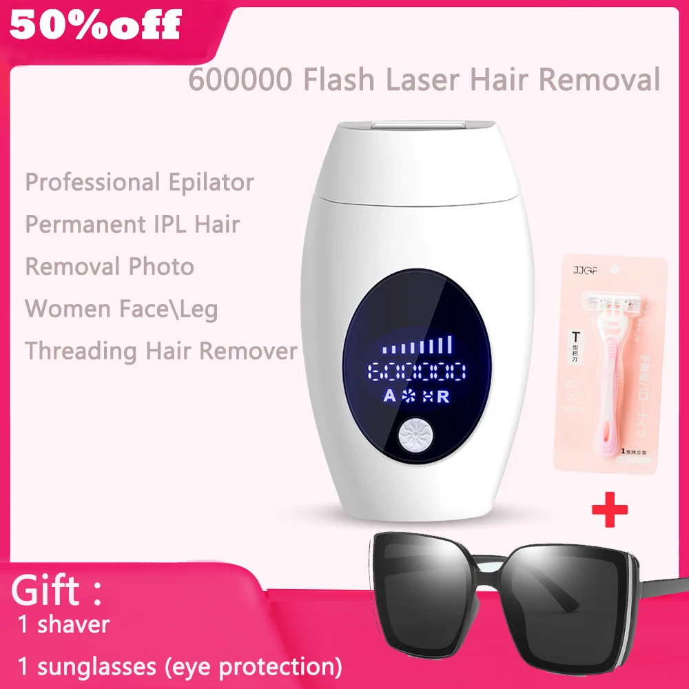 

600000 Flash Laser Hair Removal Professional Epilator Permanent IPL Hair Removal Photo Women Face\Leg Threading Hair Remover