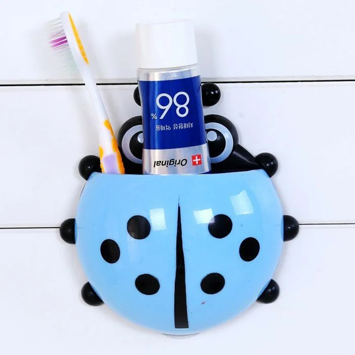 Blue Милый держатель для зубных щеток, держатель для божьей коровки, настенный держатель для божьей коровки, домашний& Amp; комплект для гостиной, держатели зубной пасты, крючки - Цвет: Blue