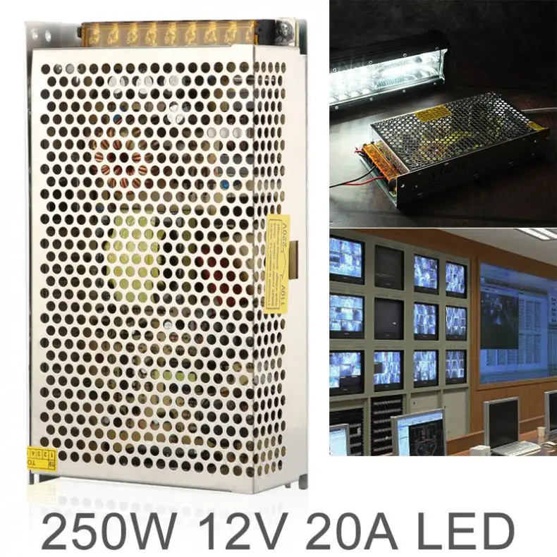 12V 20A 250W Переключатель Питание Драйвер адаптер/источник трансформатор для Светодиодные ленты светильник с вышивкой закрытых стежков/промышленная/Оборудование для мониторинга