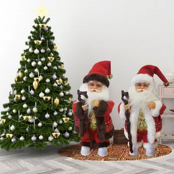 

2020 new Christmas Decorations Electric Crutch Santa Claus Dolls Standing Holiday Decoration Ornaments Window Decoration