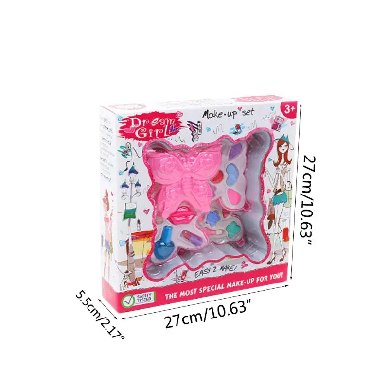 

Butterfly Style Children Cosmetics Set Safe Non-toxic Girl Princess Makeup Eyeshadow Lipstick Kit Pretend Play Toy