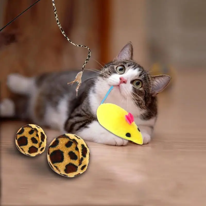 Набор игрушек для кошек, кошек, мышек, кошачьих мячей из сизаля, подарочный набор игрушек из перьев для маленьких кошек, котят, товары для домашних животных