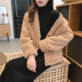 

Autumn Winter Imitation Mink Cardigan Velvet Jacket Fashion Slim Fur Women's Thick Short Plush Coat Outerwear