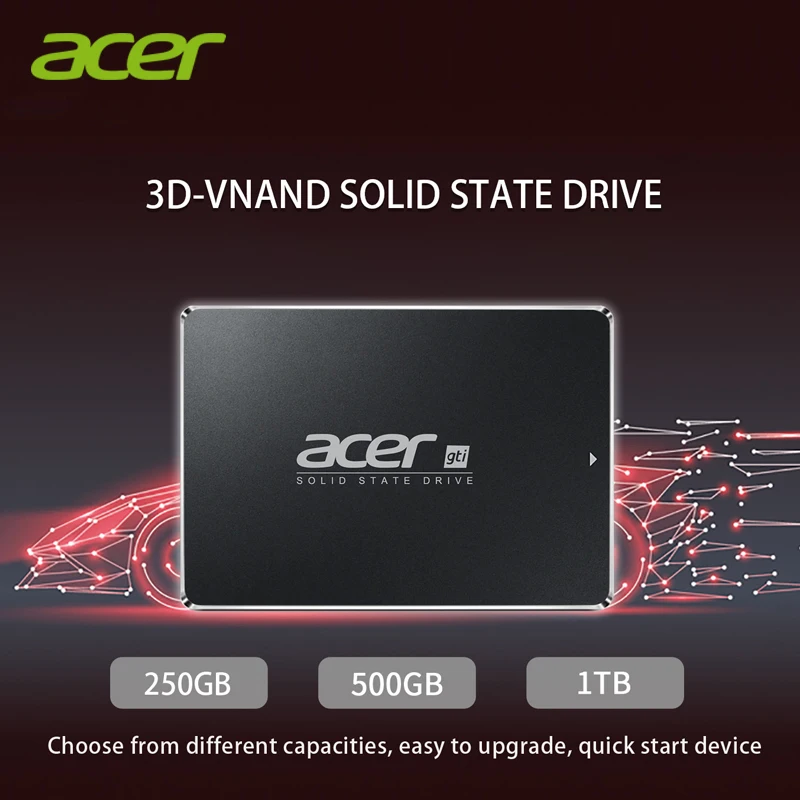 Acer gti ASN9A0/9B0/9C0 Внутренний твердотельный диск 1 ТБ/500 Гб/250 ГБ SSD SATA3 2,5 дюймов для рабочего стола/Тетрадь/Интегрированная машина