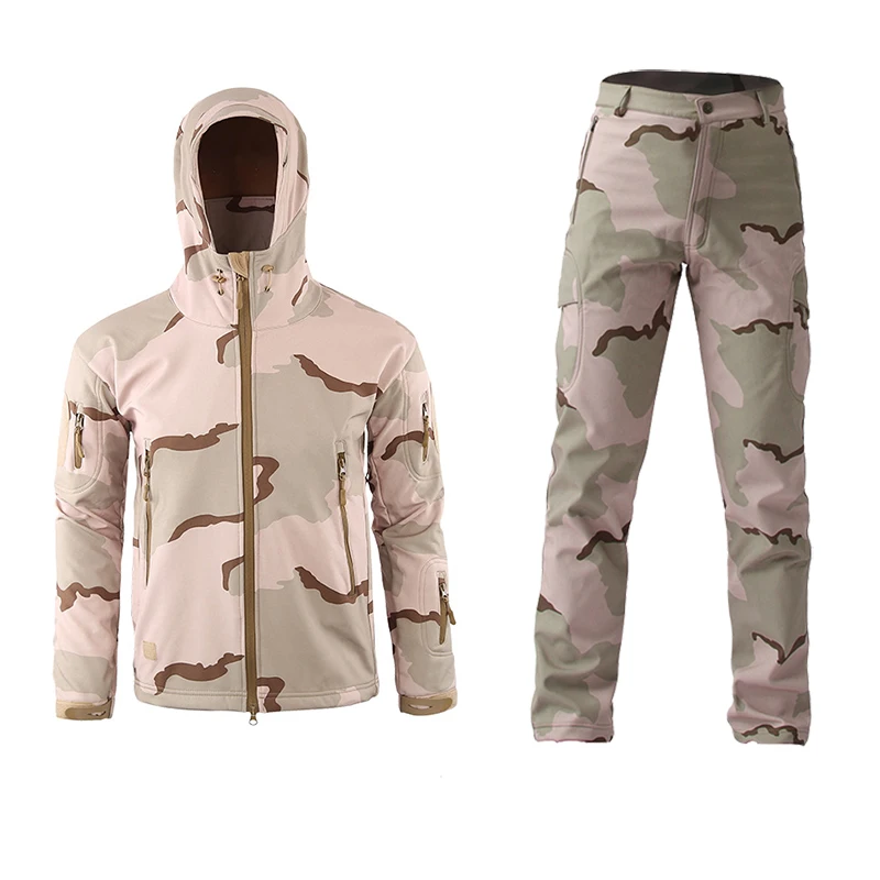 Desert Camo Мужские уличные водонепроницаемые куртки TAD V 5,0 XS Softshell охотничий наряд Термоодежда Тактический походный спортивный костюм - Цвет: Desert Camo