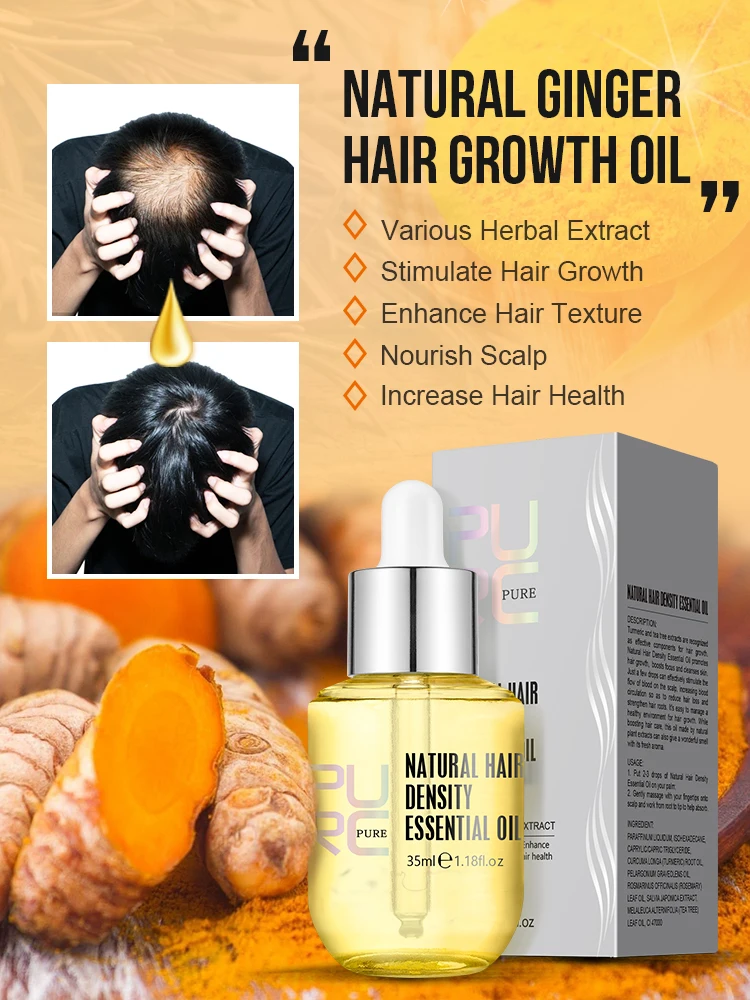 PURC Natural Hair Growth Essence Thickener Regrowth Serum Treatments Oil Fast Grow Hair for Hair Loss Care Products Men & Women